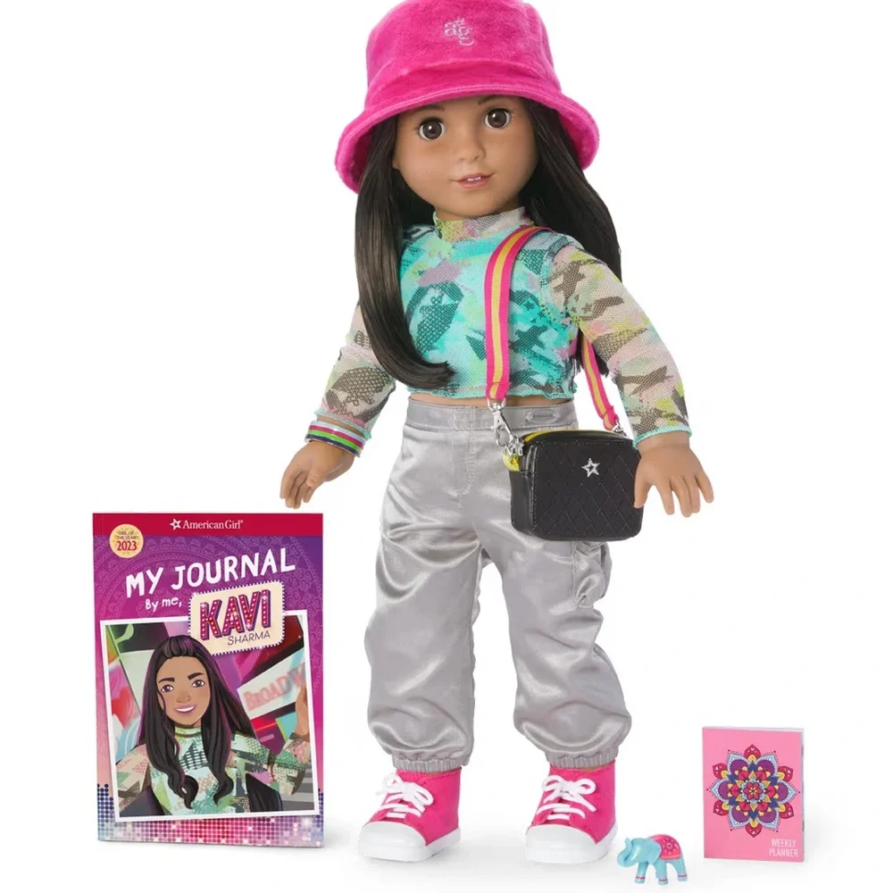 American Girl Kavi Pink Hat and Black Purse Set